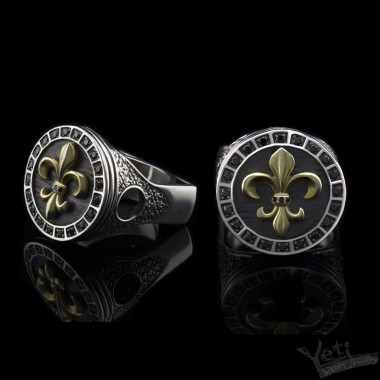 Срібний перстень (Fleur de Lis) "Liberté" з позолотою